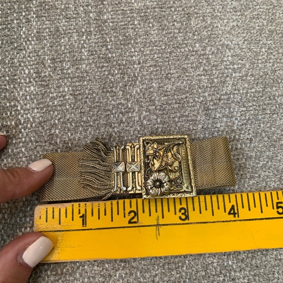 ✨WHITING & DAVIS Vintage Antique Floral Mesh Slide Gold Filled Bracelet - Picture 15 of 15